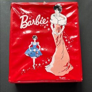 Vintage original Barbie doll ponytail suitcase red vinyl carrying case